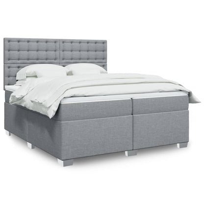 Boxspringbett Mit Matratze Stoff Hellgrau