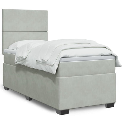 Boxspringbett Mit Matratze Samt Hellgrau