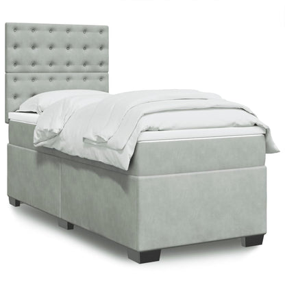 Boxspringbett Mit Matratze Samt Hellgrau