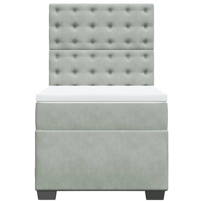 Boxspringbett Mit Matratze Samt Hellgrau
