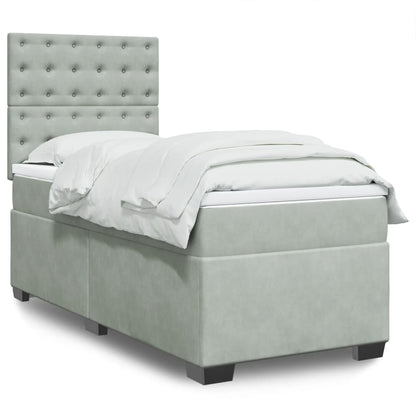 Boxspringbett Mit Matratze Samt Hellgrau