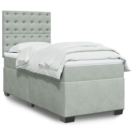 Boxspringbett Mit Matratze Samt Hellgrau