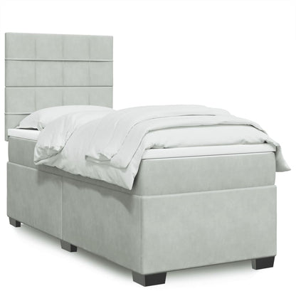 Boxspringbett Mit Matratze Samt Hellgrau