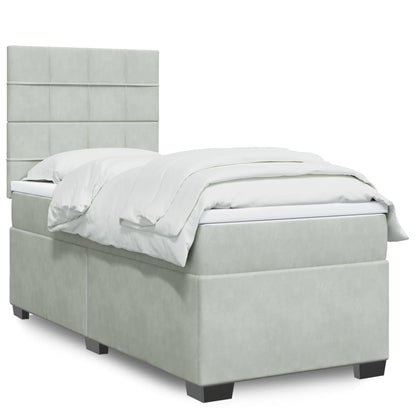 Boxspringbett Mit Matratze Samt Hellgrau