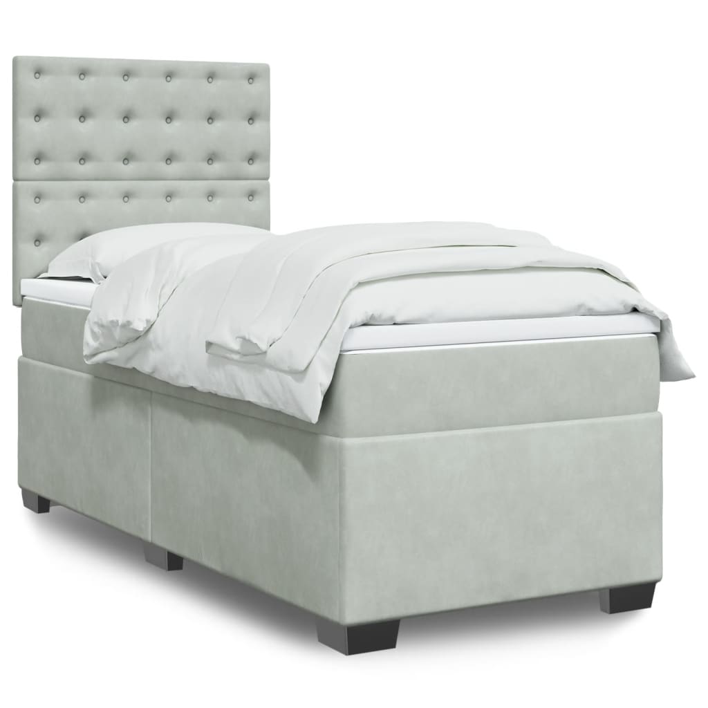 Boxspringbett Mit Matratze Samt Hellgrau