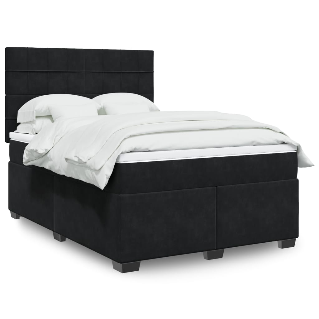 Boxspringbett Mit Matratze Samt Schwarz