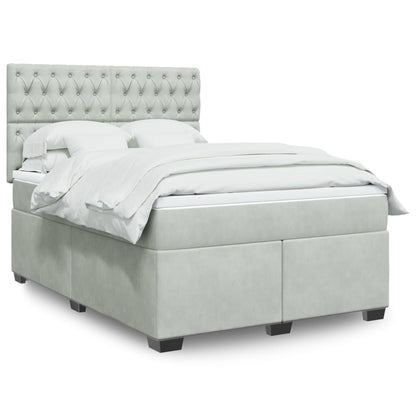 Boxspringbett Mit Matratze Samt Hellgrau