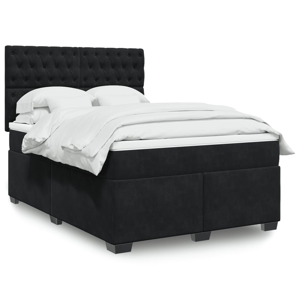 Boxspringbett Mit Matratze Samt Schwarz