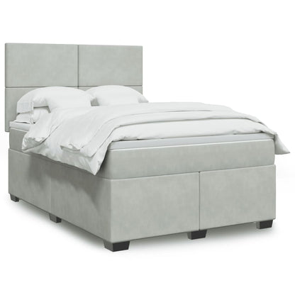 Boxspringbett Mit Matratze Samt Hellgrau