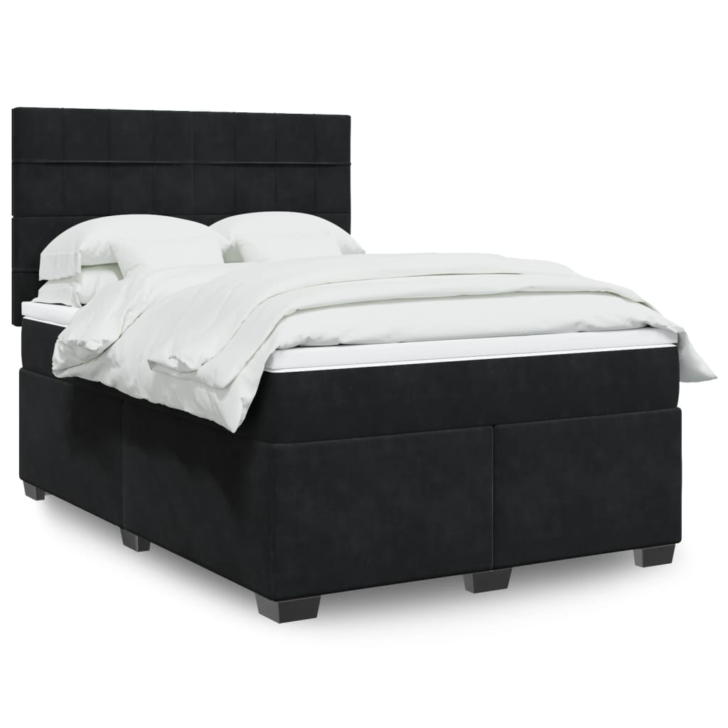 Boxspringbett Mit Matratze Samt Schwarz