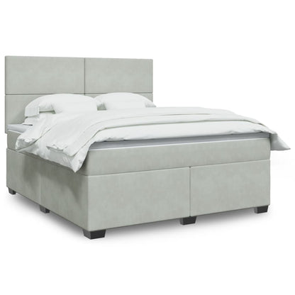 Boxspringbett Mit Matratze Samt Hellgrau