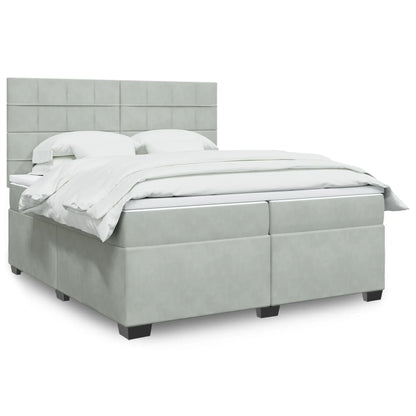 Boxspringbett Mit Matratze Samt Hellgrau