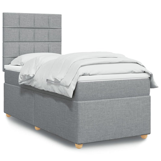 Boxspringbett Mit Matratze Stoff Hellgrau