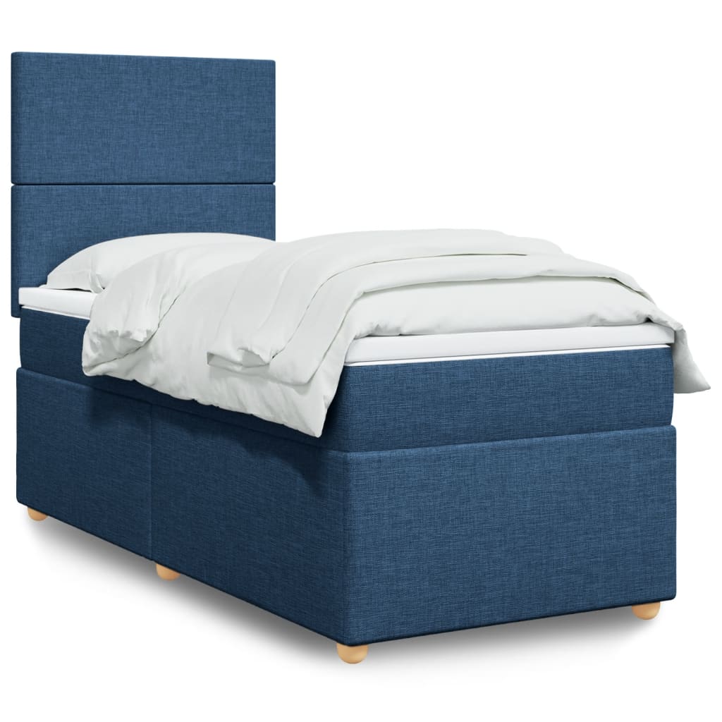 Boxspringbett Mit Matratze Stoff Blau