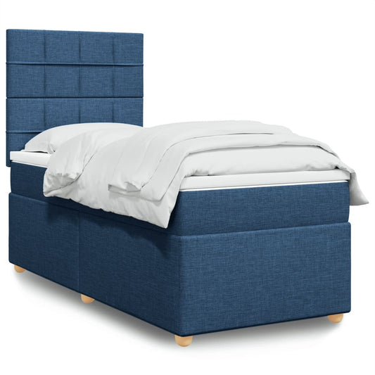 Boxspringbett Mit Matratze Stoff Blau