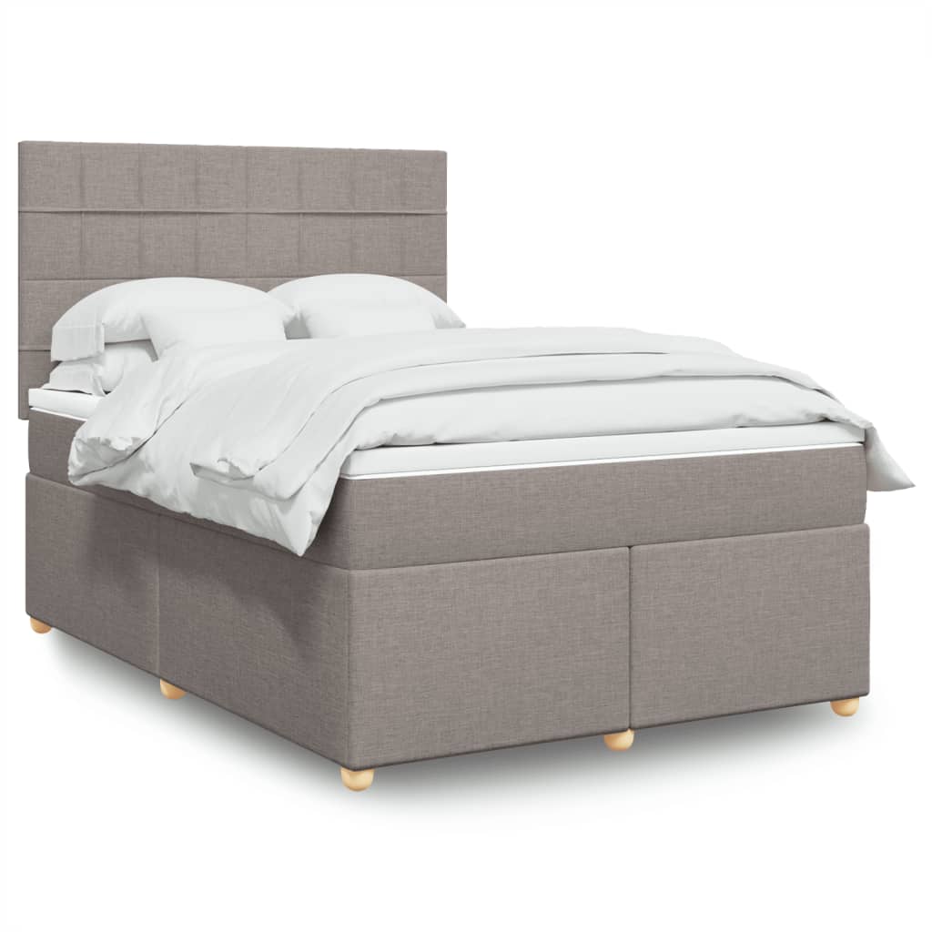 Boxspringbett Mit Matratze Stoff Taupe
