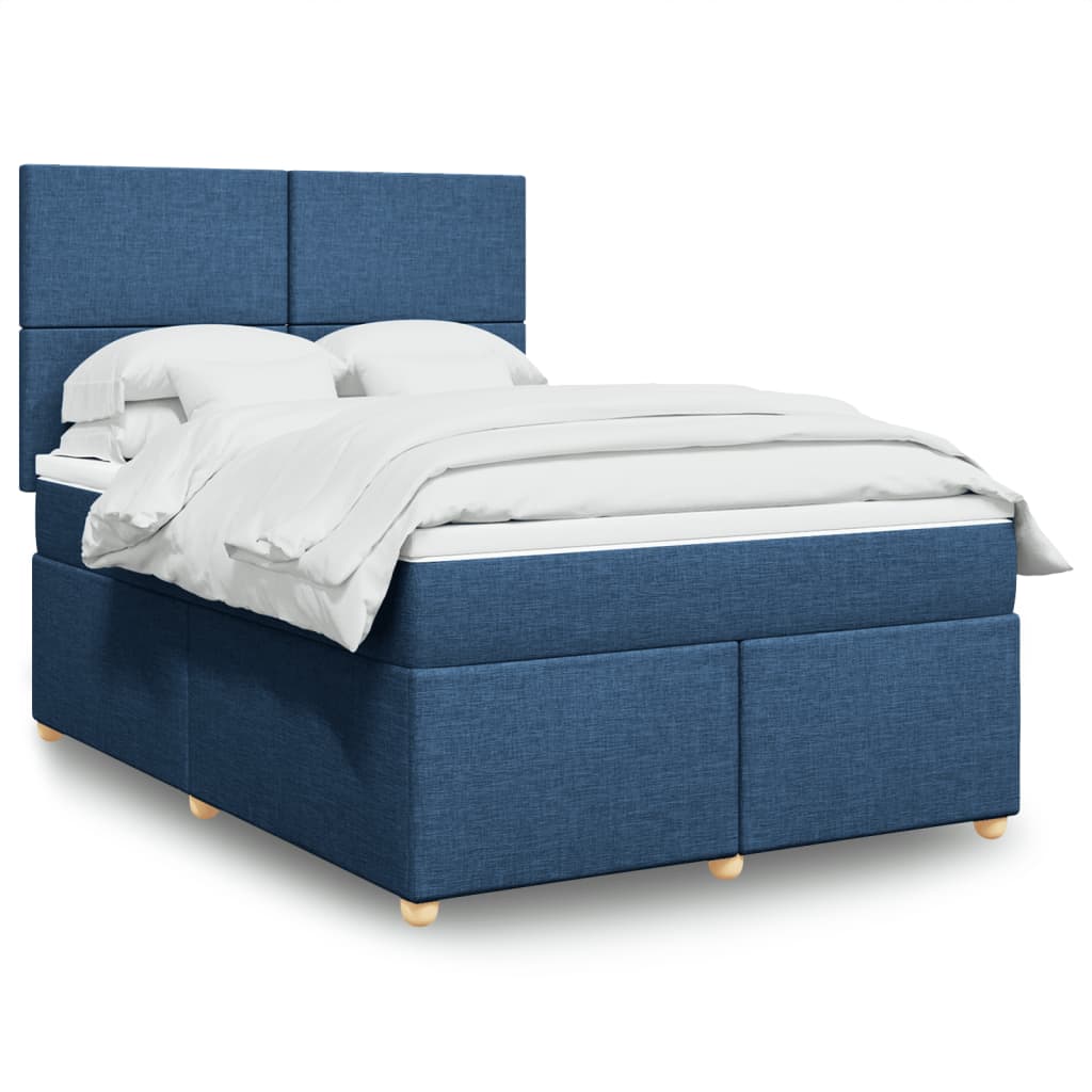 Boxspringbett Mit Matratze Stoff Blau