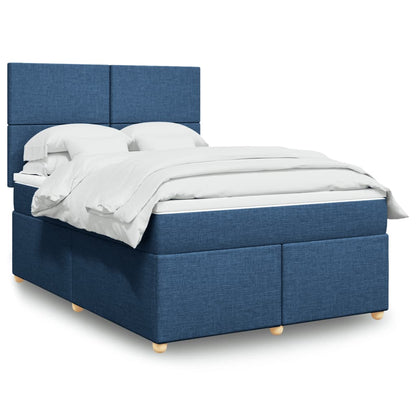 Boxspringbett Mit Matratze Stoff Blau