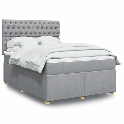 Boxspringbett Mit Matratze Stoff Hellgrau