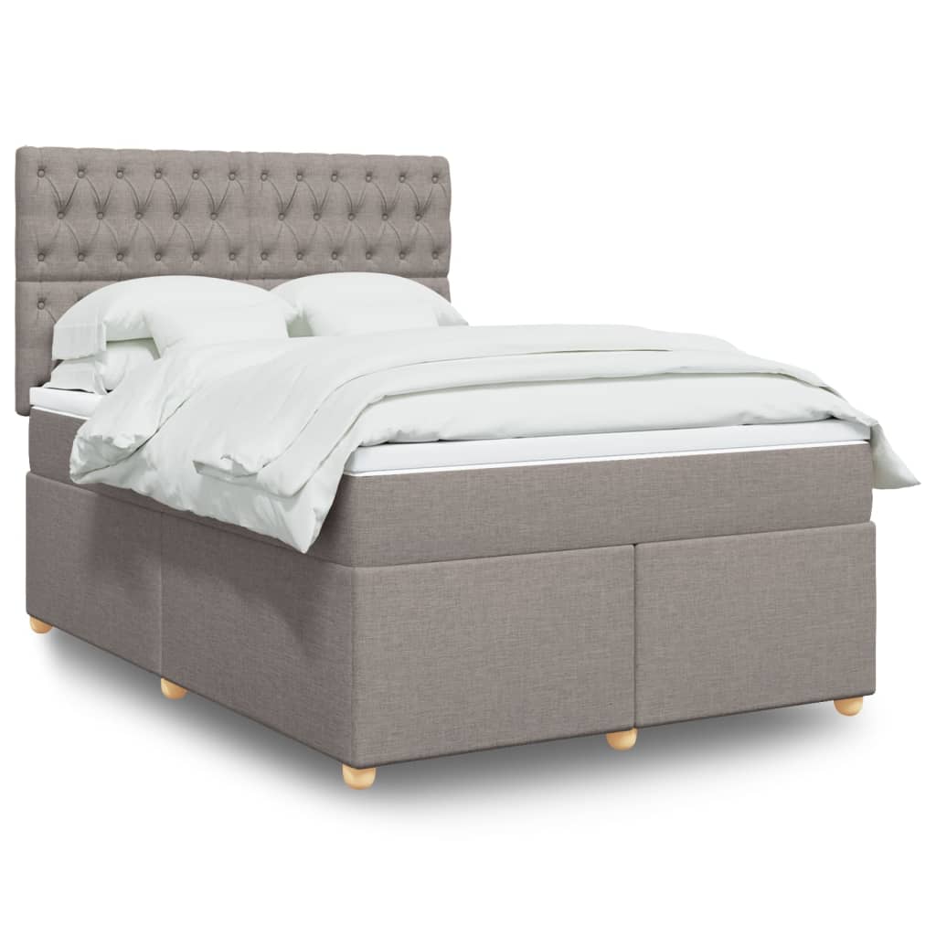 Boxspringbett Mit Matratze Stoff Taupe