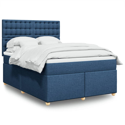 Boxspringbett Mit Matratze Stoff Blau