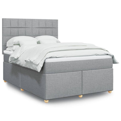 Boxspringbett Mit Matratze Stoff Hellgrau