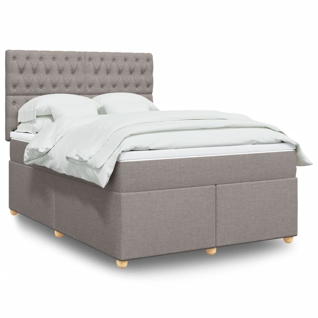 Boxspringbett Mit Matratze Stoff Taupe