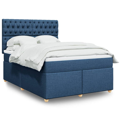 Boxspringbett Mit Matratze Stoff Blau