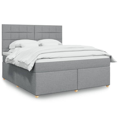 Boxspringbett Mit Matratze Stoff Hellgrau