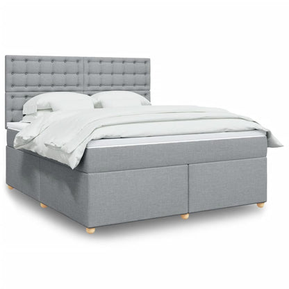 Boxspringbett Mit Matratze Stoff Hellgrau