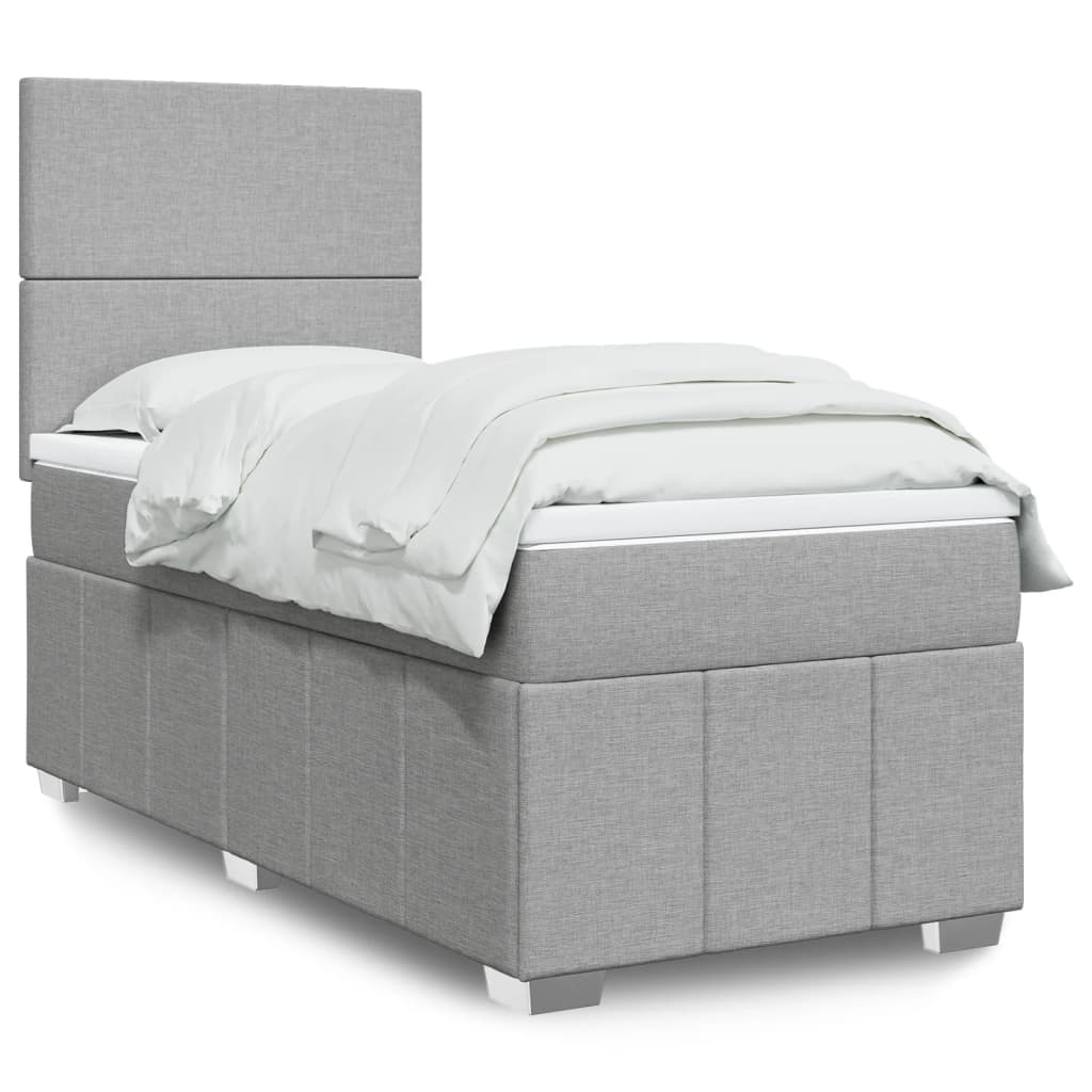 Boxspringbett Mit Matratze Stoff Hellgrau