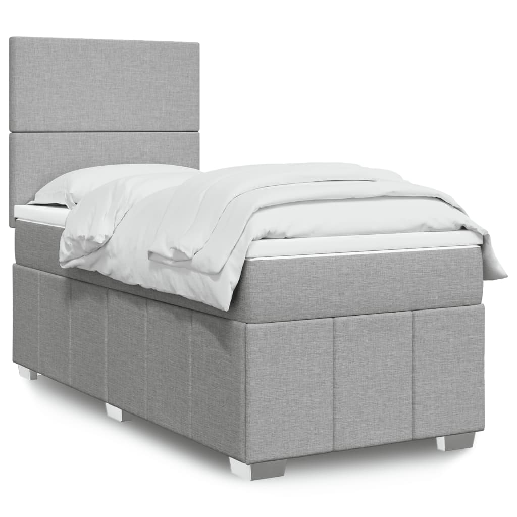 Boxspringbett Mit Matratze Stoff Hellgrau