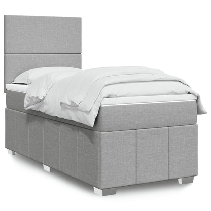 Boxspringbett Mit Matratze Stoff Hellgrau