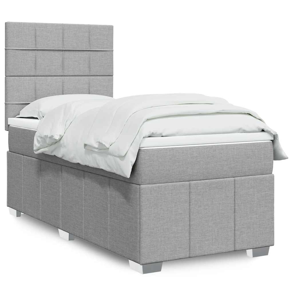 Boxspringbett Mit Matratze Stoff Hellgrau