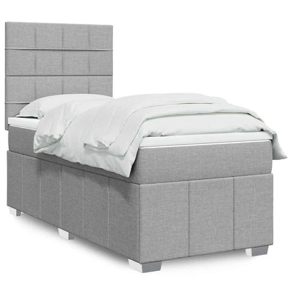 Boxspringbett Mit Matratze Stoff Hellgrau