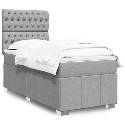 Boxspringbett Mit Matratze Stoff Hellgrau