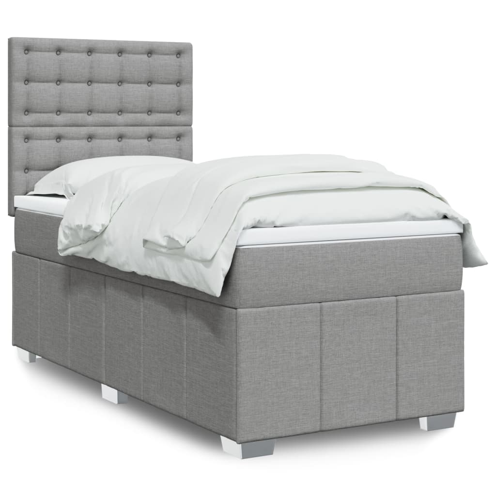 Boxspringbett Mit Matratze Stoff Hellgrau