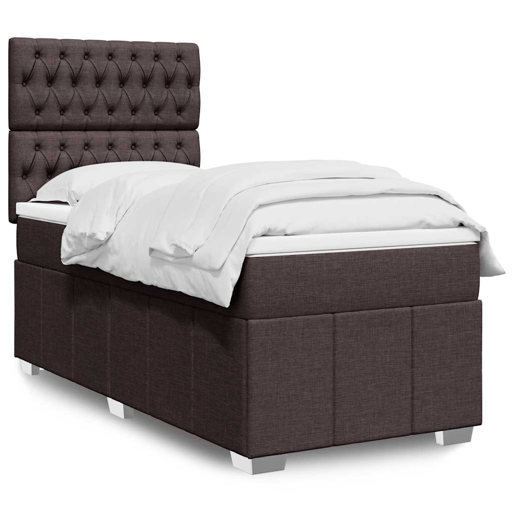 Boxspringbett Mit Matratze Stoff Dunkelbraun