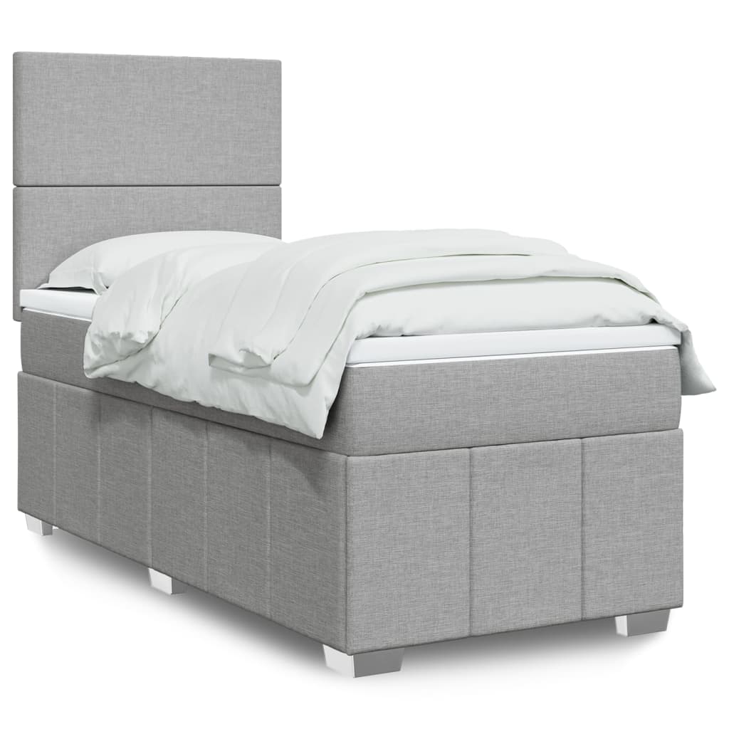 Boxspringbett Mit Matratze Stoff Hellgrau