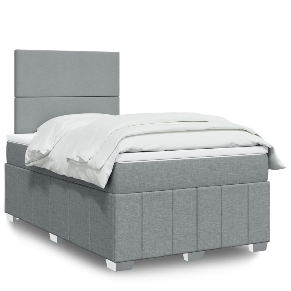 Boxspringbett Mit Matratze Stoff Hellgrau