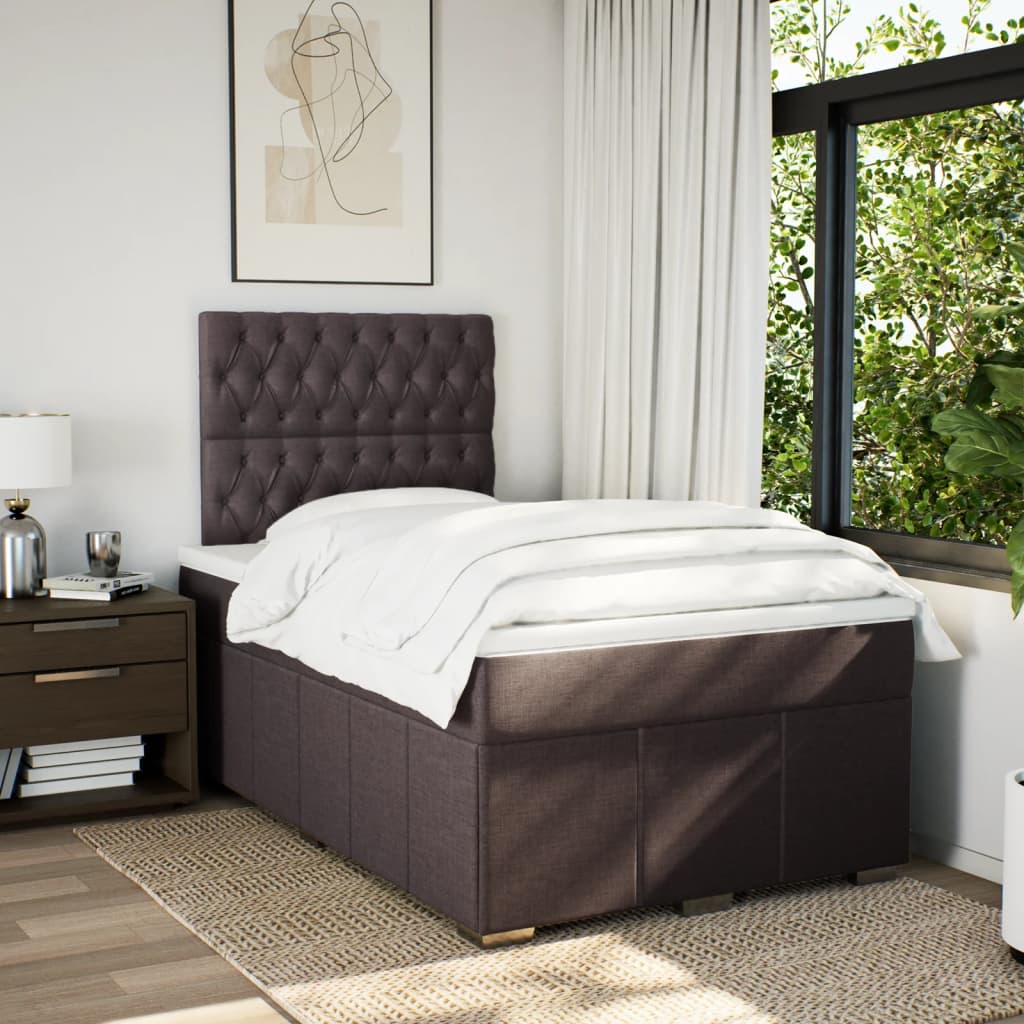 Boxspringbett Mit Matratze Stoff Dunkelbraun