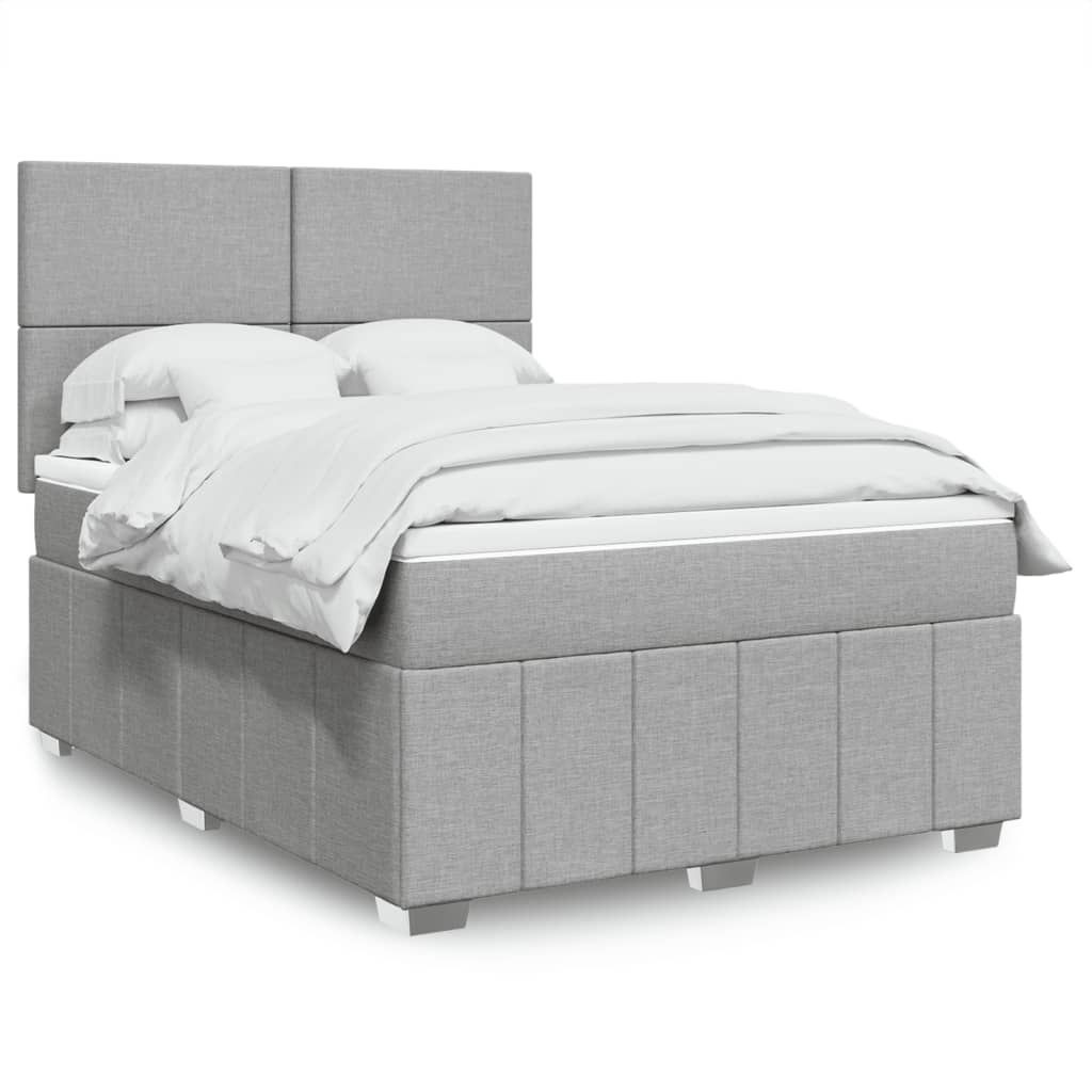 Boxspringbett Mit Matratze Stoff Hellgrau