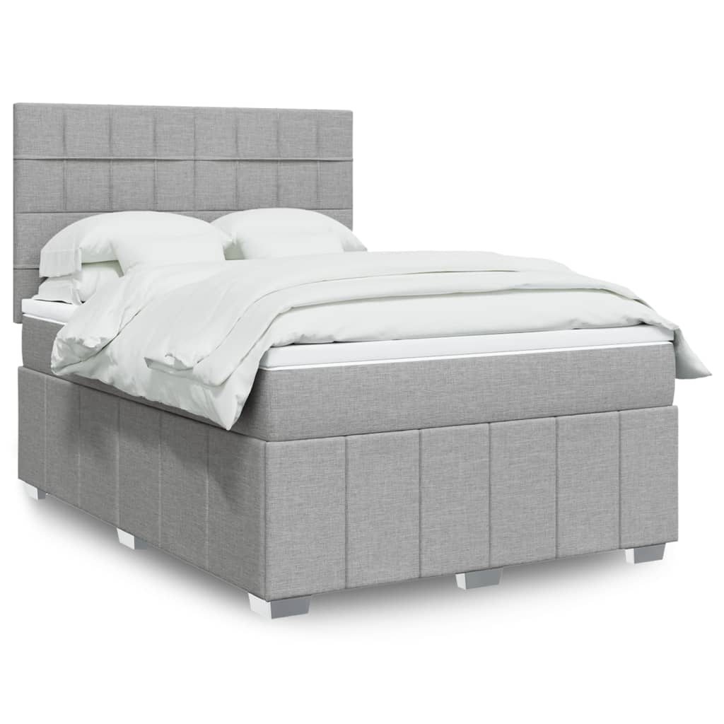 Boxspringbett Mit Matratze Stoff Hellgrau