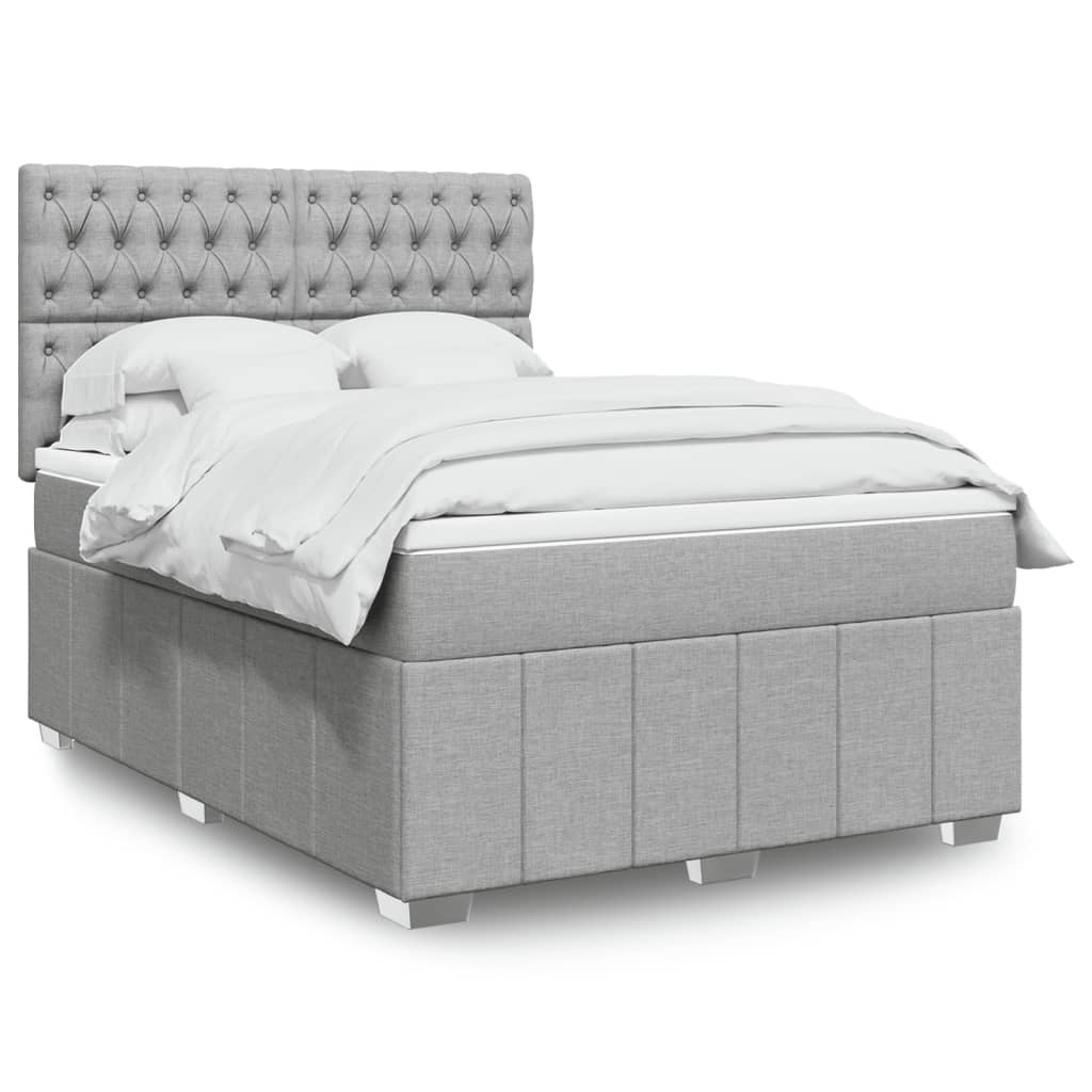 Boxspringbett Mit Matratze Stoff Hellgrau