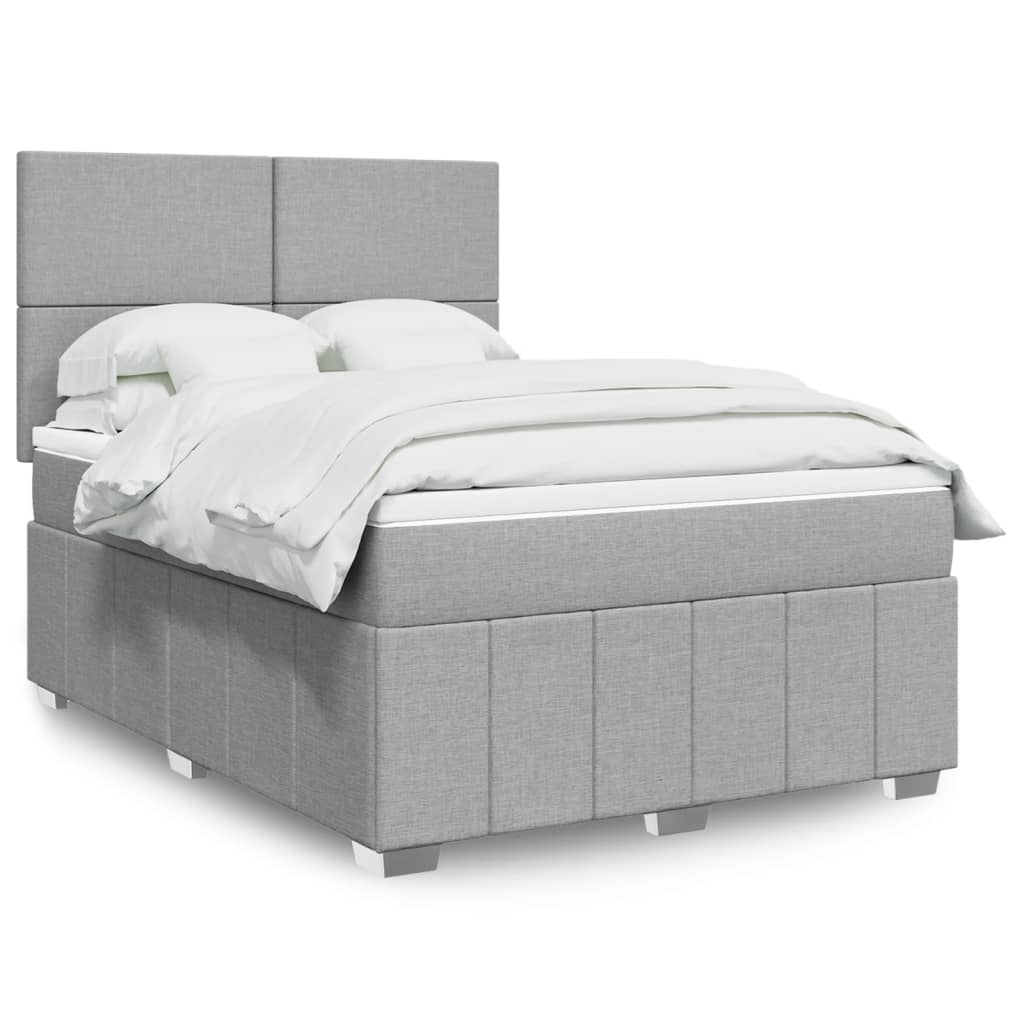 Boxspringbett Mit Matratze Stoff Hellgrau
