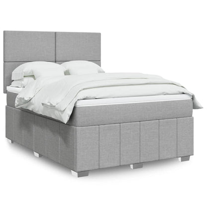 Boxspringbett Mit Matratze Stoff Hellgrau