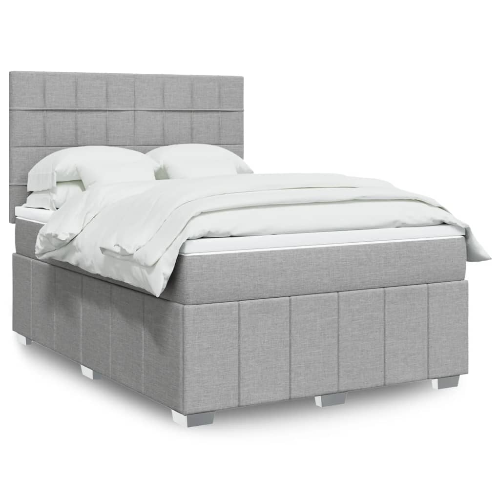 Boxspringbett Mit Matratze Stoff Hellgrau
