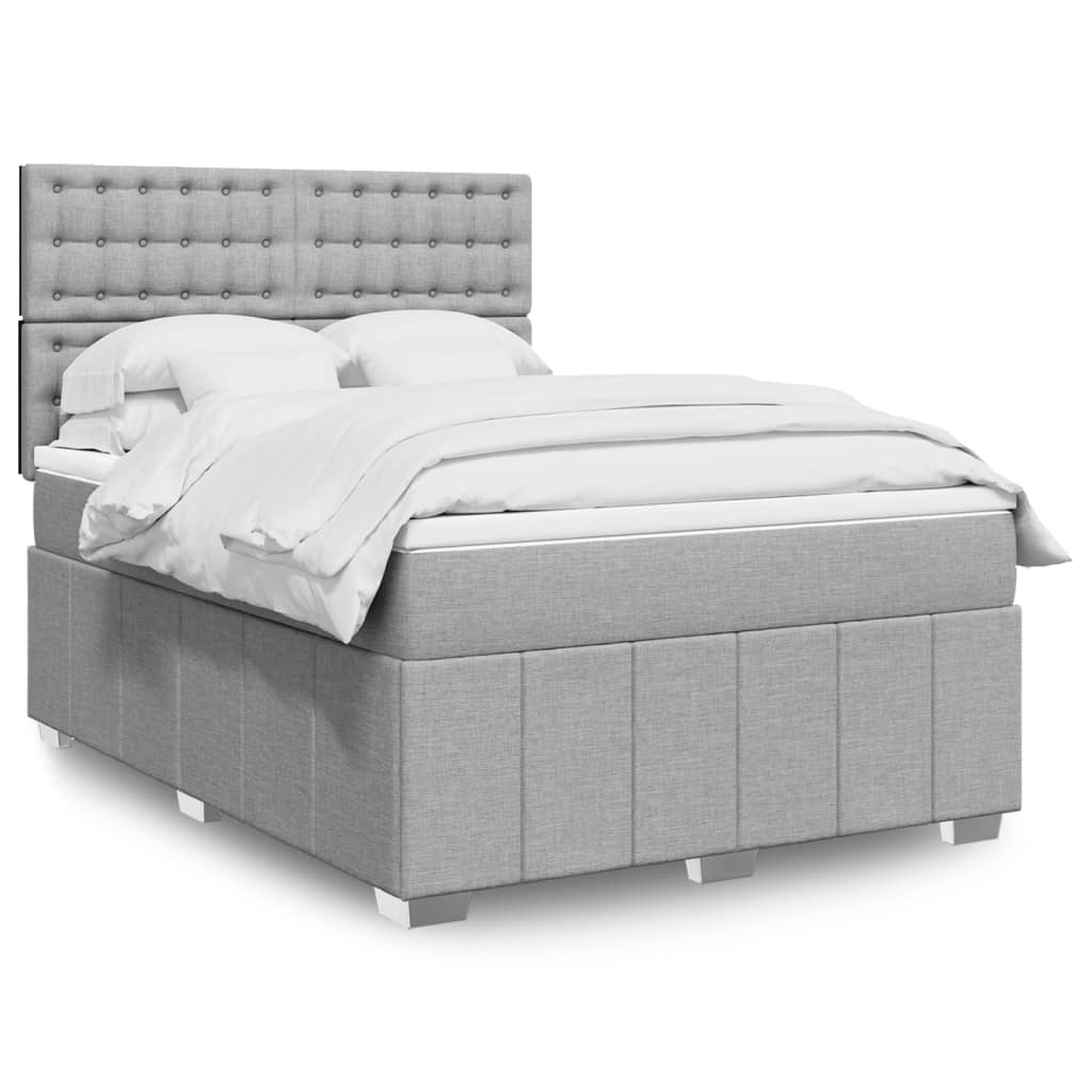Boxspringbett Mit Matratze Stoff Hellgrau