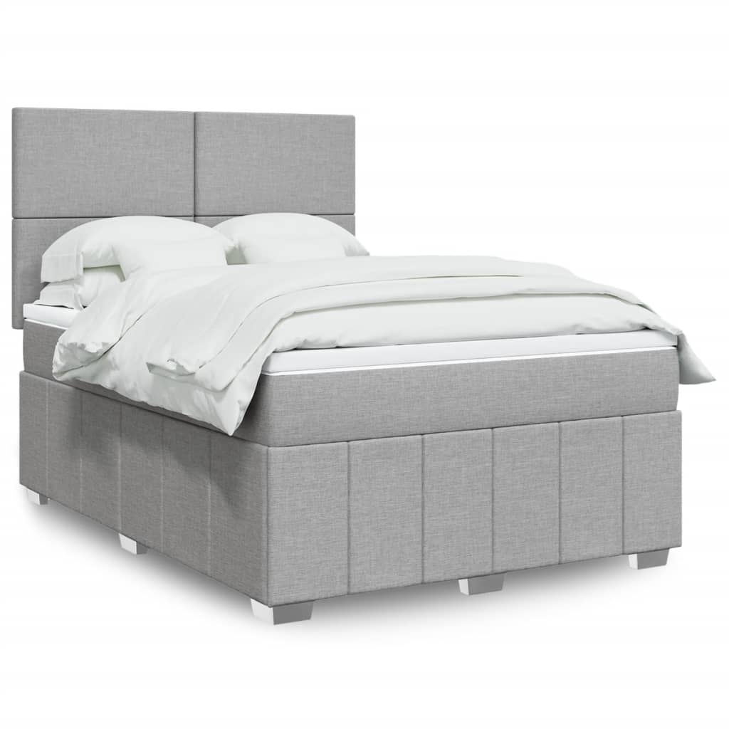 Boxspringbett Mit Matratze Stoff Hellgrau