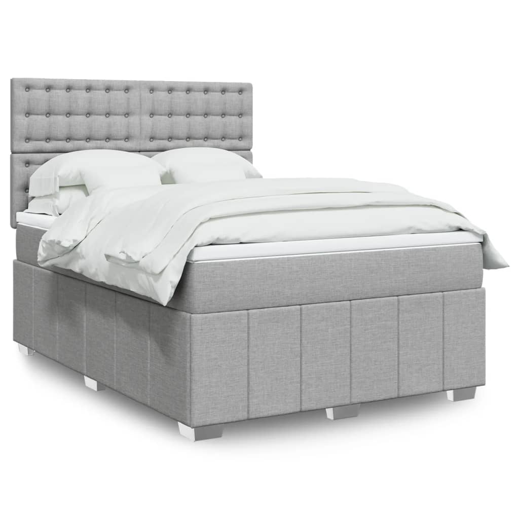 Boxspringbett Mit Matratze Stoff Hellgrau